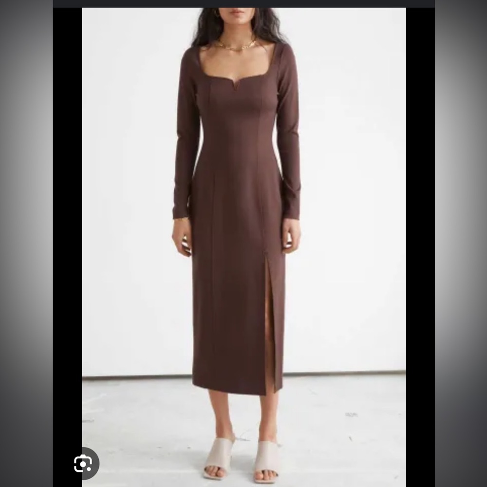&Other stories fitted sweetheart neck midi dress